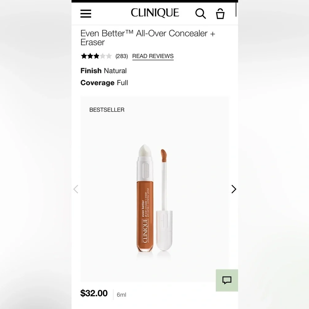 🆕 CLINIQUE Even Better All-Over Concealer + Eraser WN 118 AMBER NIB